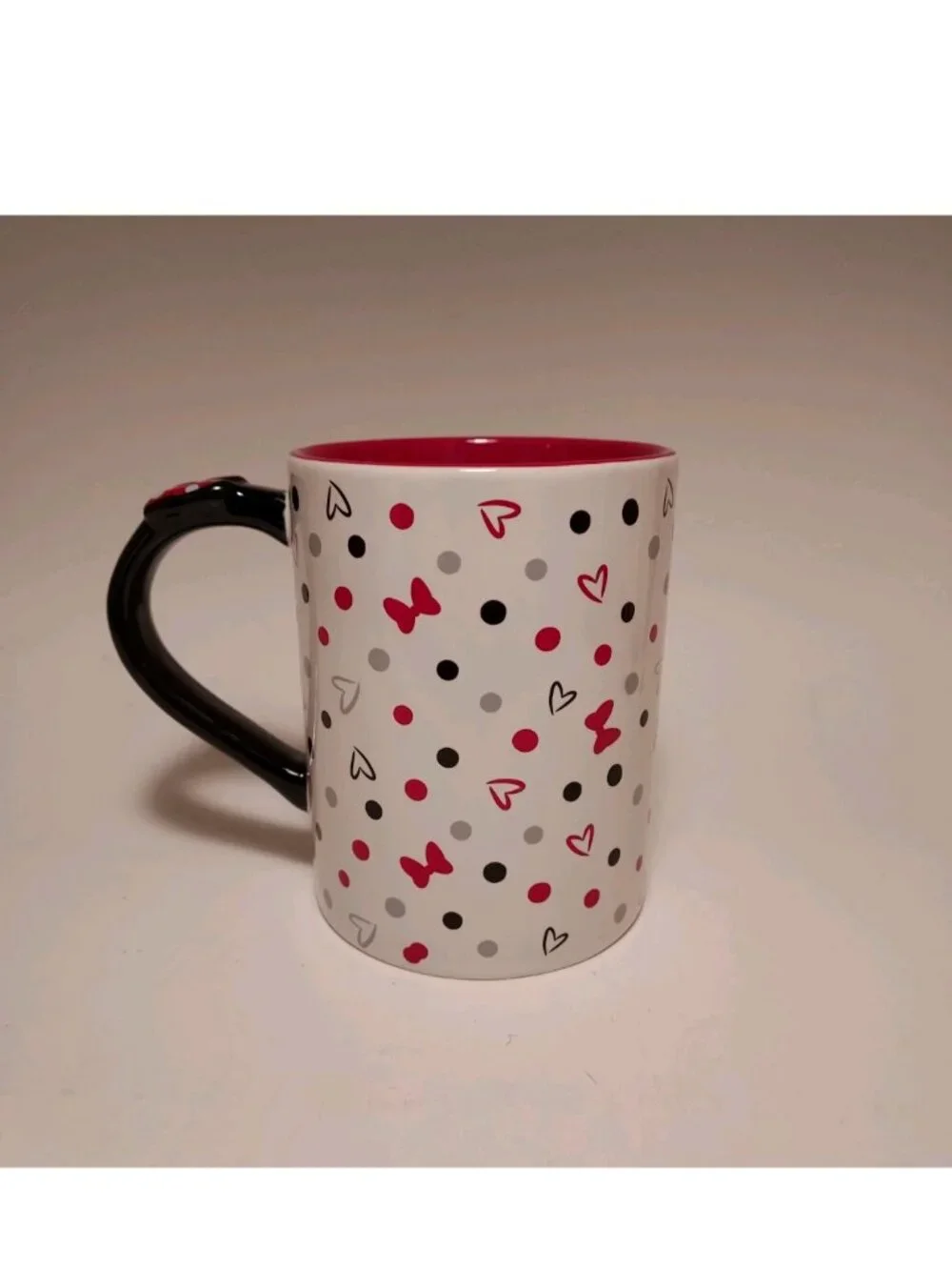 Disney Minnie Mouse Coffee Mug Cup Polka Dots & Hearts